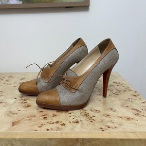 Christian Louboutin Brown and Silver Heels